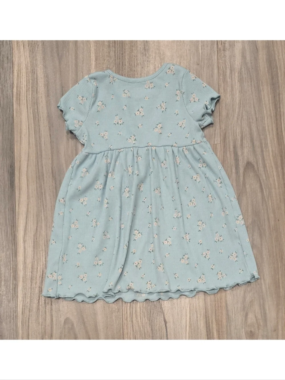 Jumping Beans Baby Girls Ribbed Floral Dress Sage Green Size 18 Months